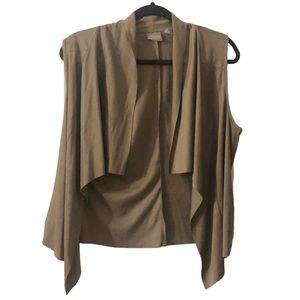 Chico’s Vest OS - Cardigan Cropped Bolero Boho Brown Suede like